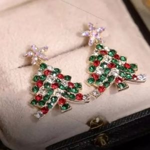 Sparkling Rhinestone Christmas Tree  Earrings